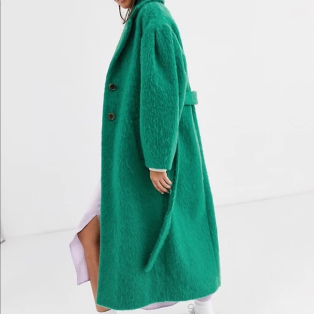 ASOS rich emerald green power sleeve coat size 2